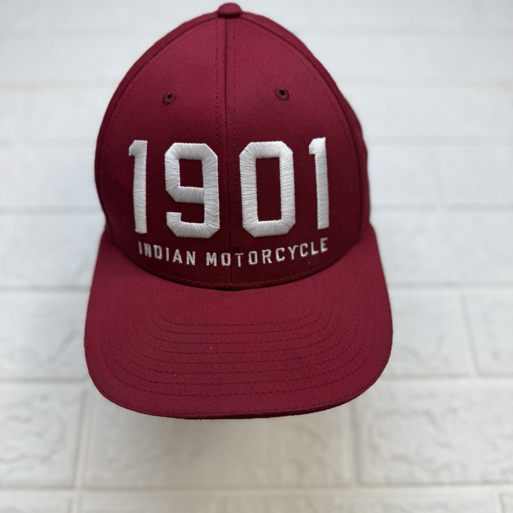 Indian Motorcycle 1901 Hat America's First Red Snapback Embroidered